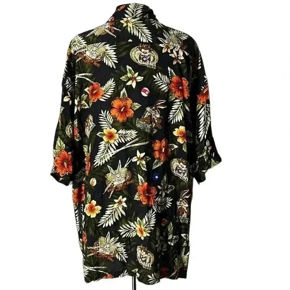 Warner Bros Studio Store Hawaiian Floral Pool Hall Button Front Top Size XL - Picture 3 of 7